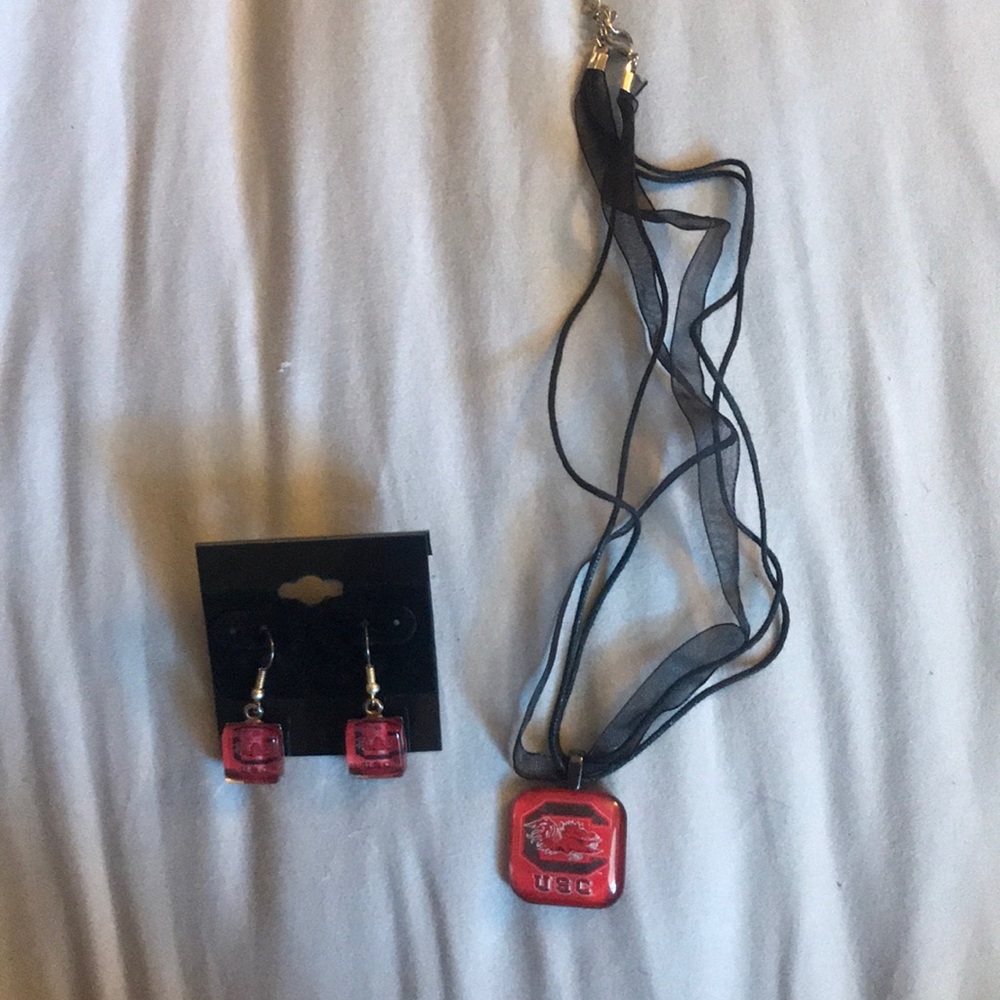 USC gamecocks Necklace and earring set New